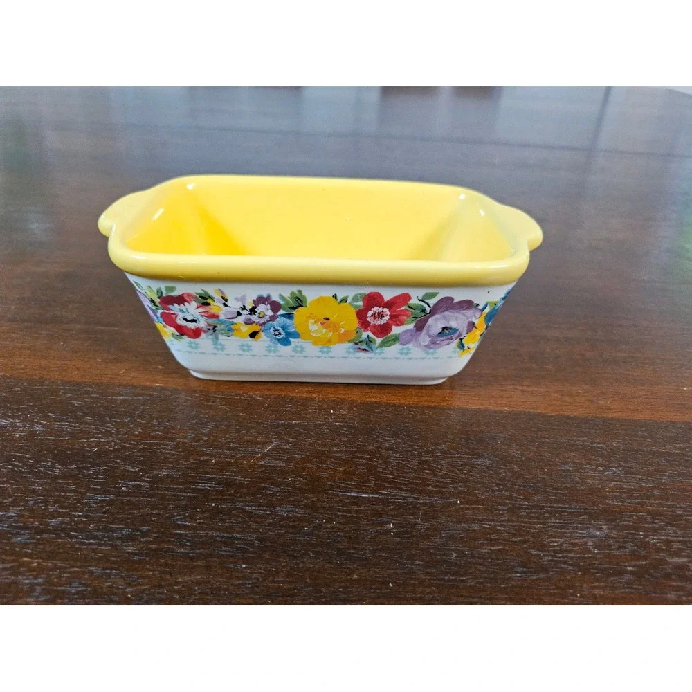 The Pioneer Woman Mini Loaf Pan Yellow Floral Breezy Blossom Stoneware